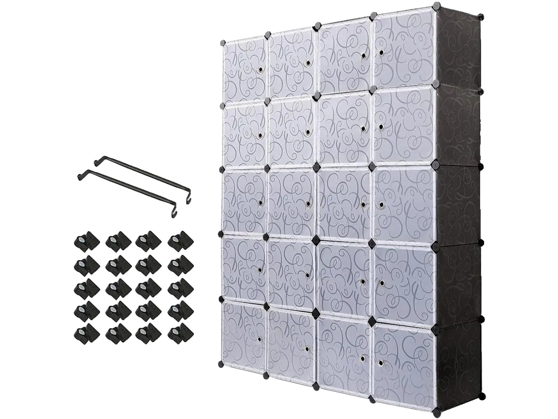 Organizador de cubos de almacenamiento, sistema modular, diseño que ahorra espacio, negro.