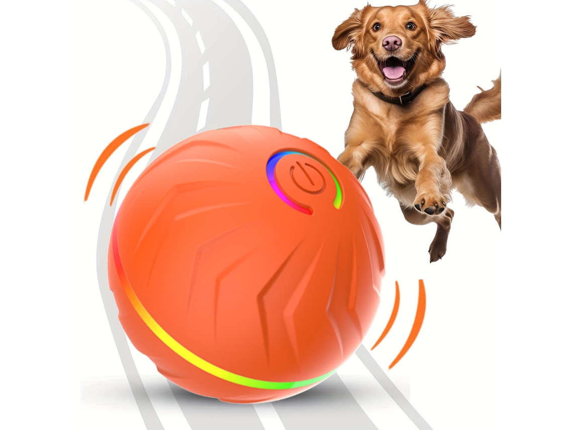 Pelota de juguete interactiva con carga USB, ideal para entretener a gatos y pasear perros, color naranja