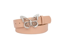 Cinturón Ancho De Piel Sintética Para Mujer Con Hebilla De Mariposa Con Pedrería Para Vestido/camisa, Rosa, Talla Única.