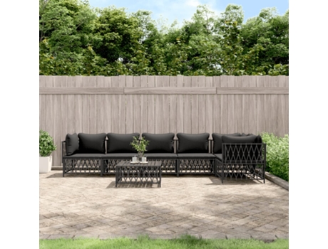 Conjunto 7 de muebles de jardín VIDAXL con cojines acero antracita
