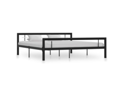 Estructura De Cama Sin Colchón Metal Blanco Y Negro 180x200 Cm