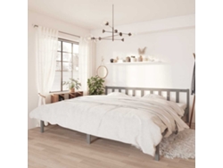 Estructura De Cama Sin Colchón Madera Maciza Gris 200x200 Cm
