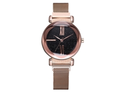 Reloj De Cuarzo Con Correa De Malla, Esfera Con Cielo Estrellado, Reloj De Pulsera De Oro Rosa.