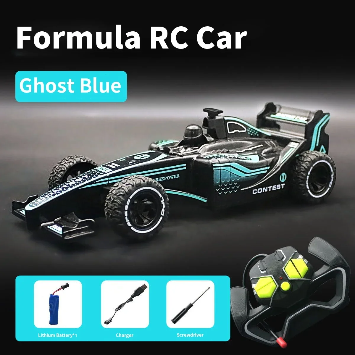 (Azul) Mini coche de control remoto, coche de carreras de deriva RC recargable, coche deportivo de alta velocidad 2.4g