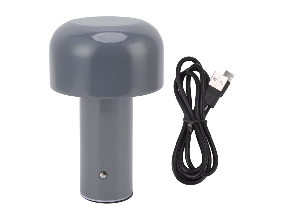 2026-luz De Noche Hongo Usb Con Control Tactil, Brillo Ajustable Y 3 Temperaturas De Color Gris