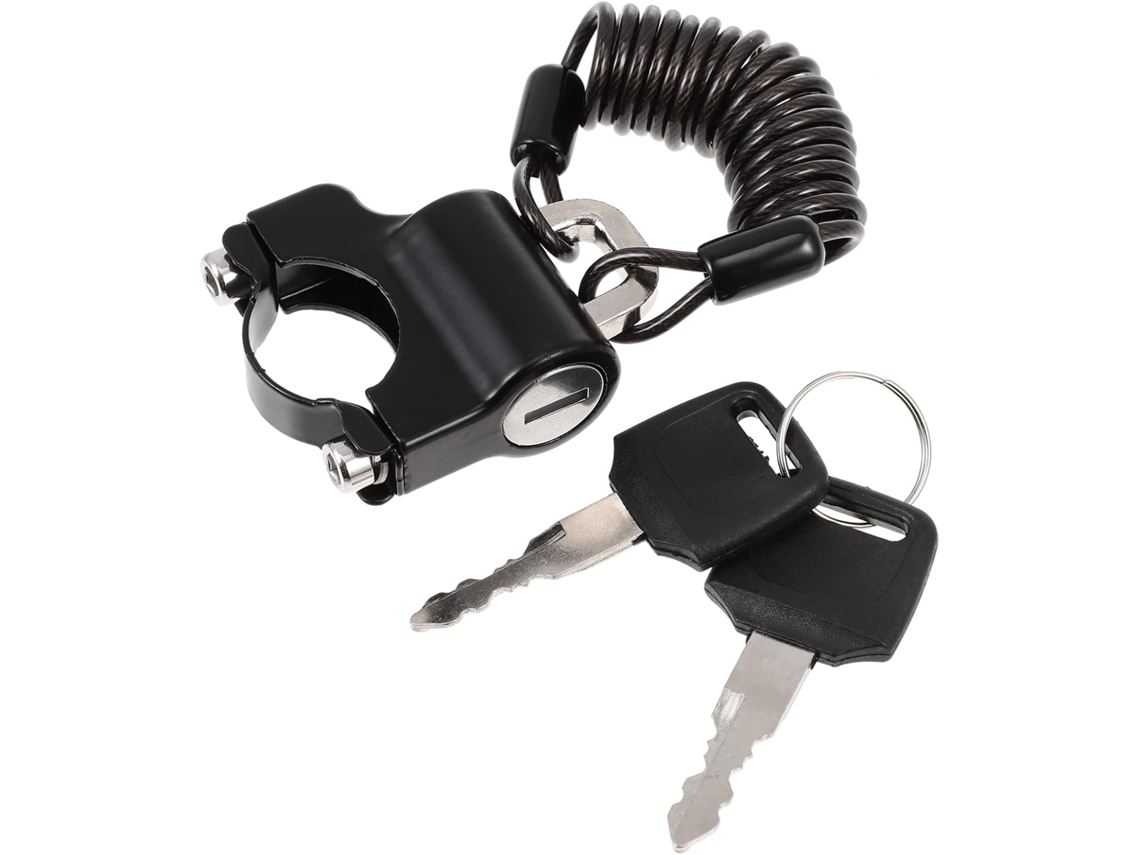 Candado para casco de motocicleta con cable de acero, resistente a la corrosión y duradero.