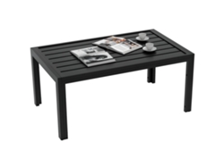 Mesa auxiliar, mesa de acero con balcón, mesa de centro rectangular, mesa de jardín impermeable, 101,5 x 61 x 46 cm, negra