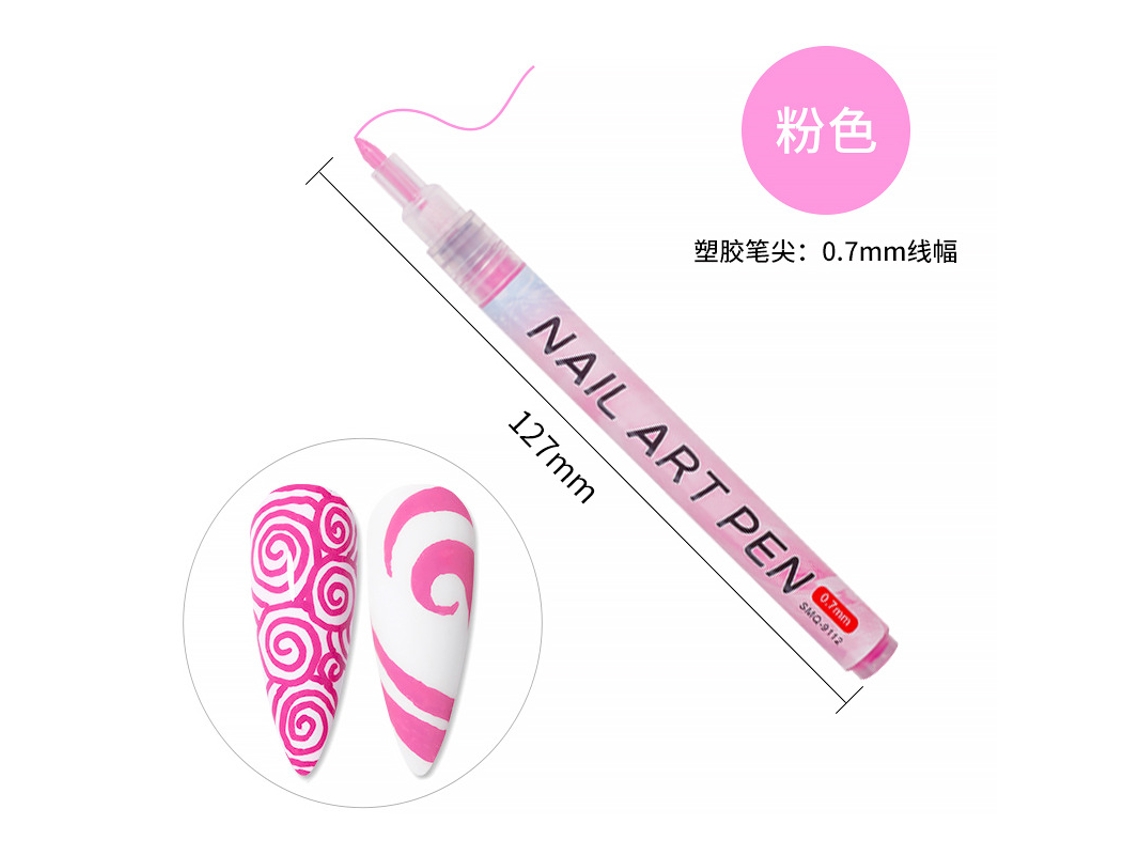 Bolígrafo para decoración de uñas, bolígrafo para puntear uñas, bolígrafo de grafito DIY, punta rosa de 0,7 mm, Yunzii