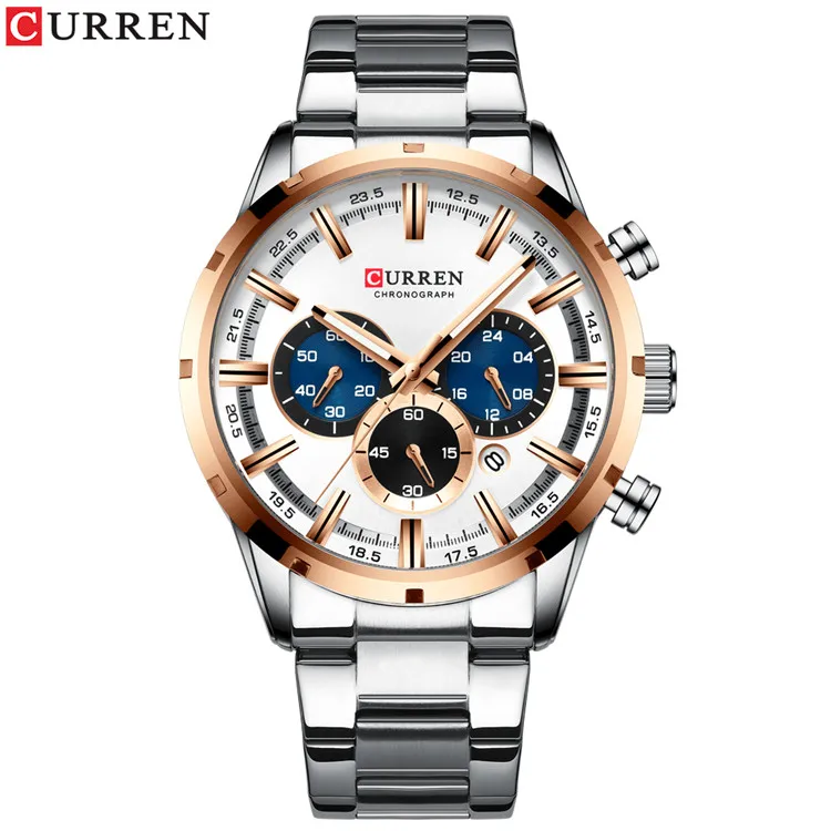 Reloj Para Hombre (blanco Plateado) Con Esfera De Acero Inoxidable, Correa Y Fecha.