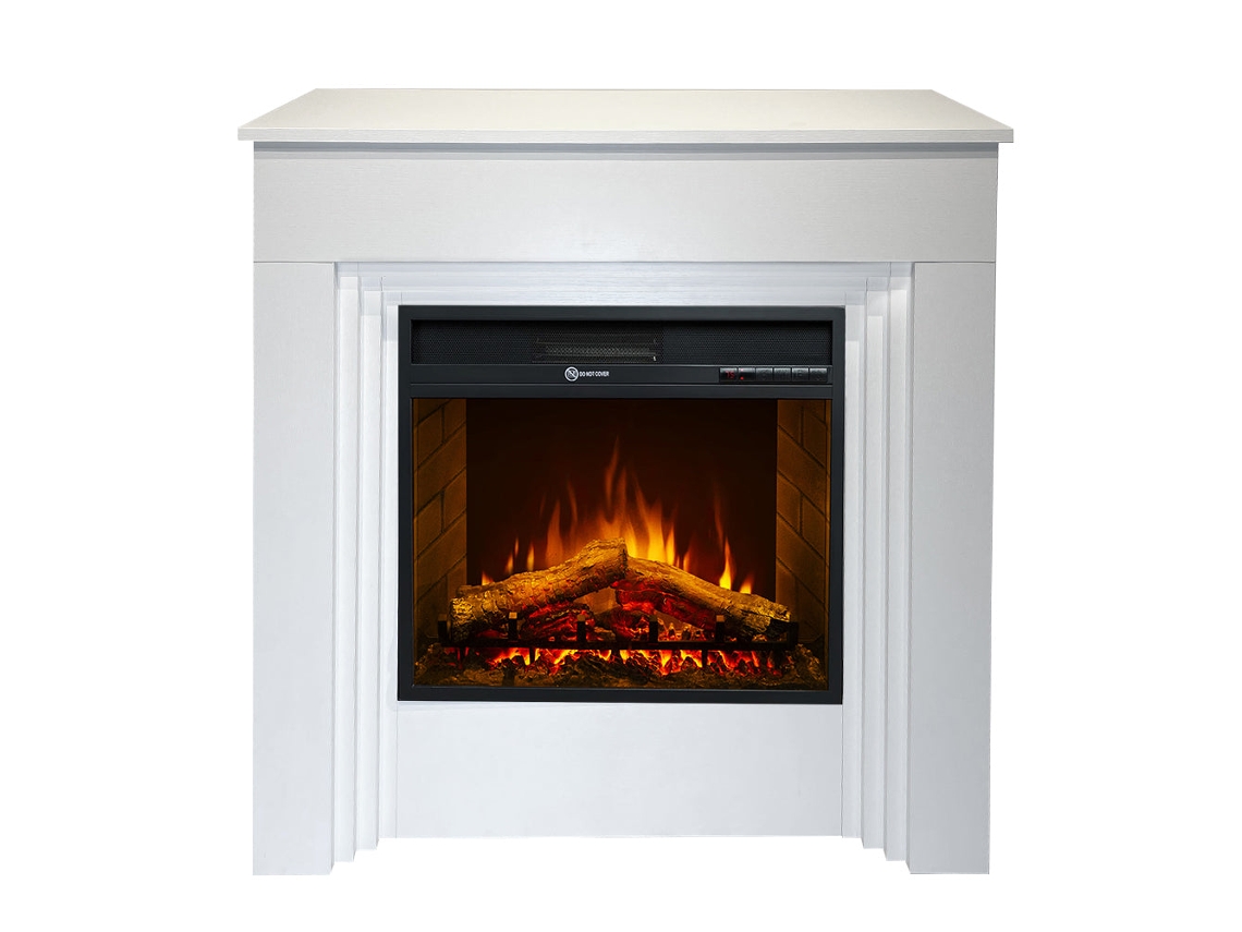 Chimenea eléctrica Bellini, de pie, madera blanca, fabricada en Italia, 96 cm x 35 cm x 96 cm