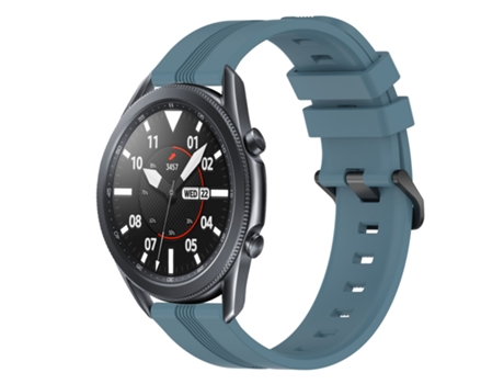 Correa de reloj inteligente para Samsung Galaxy Watch3 45 mm 22 mm Correa de reloj Slicone a rayas cóncavas (Rock Cyan)