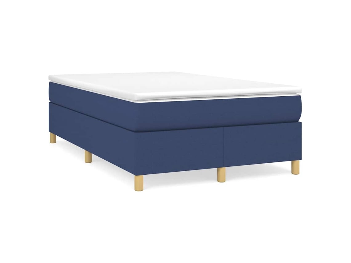 Cama Box Spring Con Colchón Tela Azul 120x190 Cm