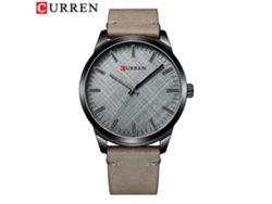 Reloj De Pulsera De Cuarzo Para Hombre (gris Parduzco Claro) Con Esfera De Textura De Tela Sencilla Y Elegante, Correa De Cuero.
