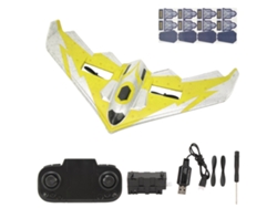 Kit De Avión Planeador Teledirigido De Espuma Epp Con Luz Led Para Principiantes, Adultos Y Niños - Amarillo - 1 Batería