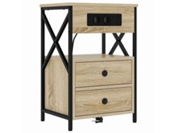 Mesita de noche con cajón de roble Sonoma 40x31x60 cm MAISON EXCLUSIVE