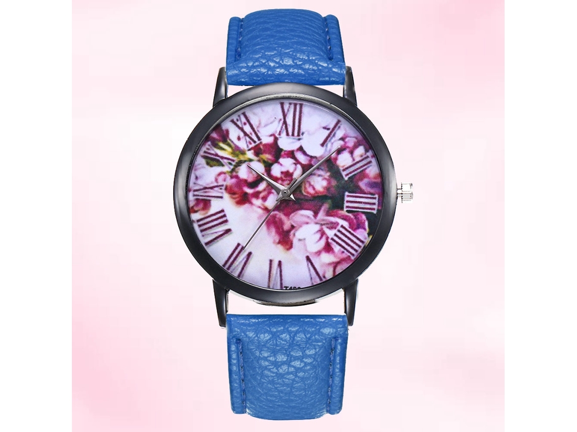 Reloj De Pulsera De Cuarzo Para Mujer Con Correa De Piel Sintética Y Diamantes De Imitación Morados.