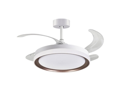 Ventilador de Techo Kigali Blanco/Castaño 4 Aspas Retráctiles 72W Led 3000-4000-6000K Alt.35Xd.108/50Cm FERRIMEX
