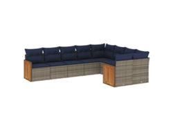 Maison Exclusive - Conjunto De Sofá De Jardín De 9 Piezas Con Cojines, Poliratán Gris