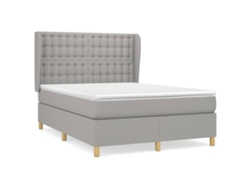 Maison Exclusive - Cama Box Spring Con Colchón Tela Gris Claro 140x190 Cm