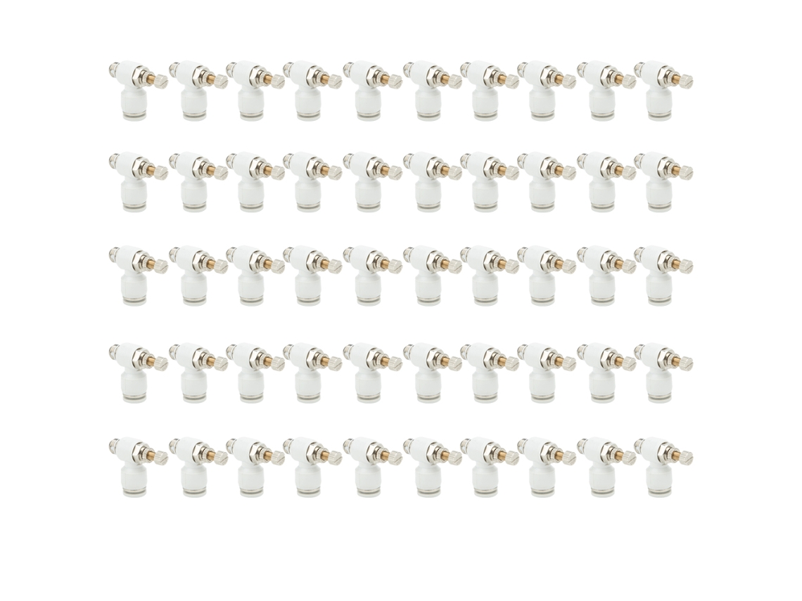 Válvula de control de flujo de aire neumática, 50 unidades, conector rápido ajustable SL8-01, color blanco duradero.