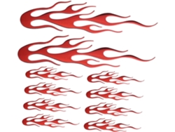 10 Pegatinas Decorativas De Pvc Rojo Con Forma De Llama Para Carrocería De Coche.