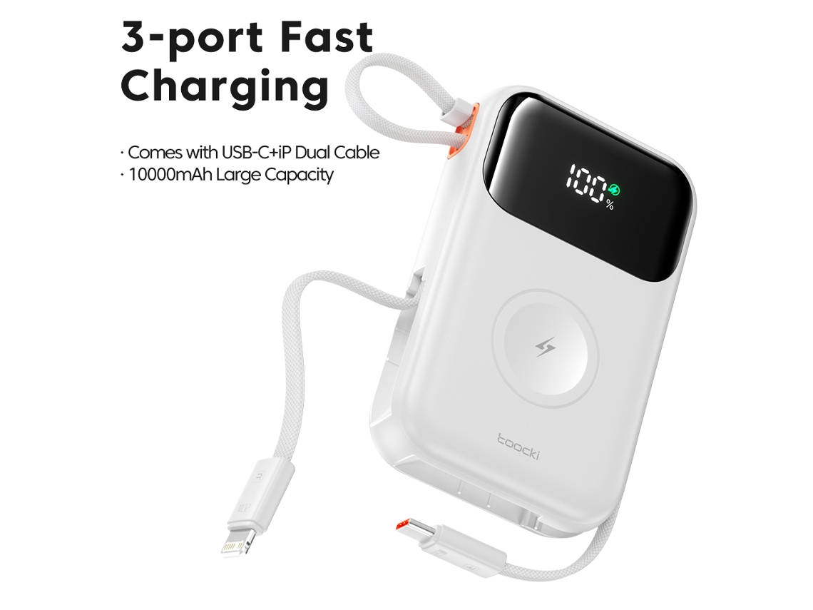 Batería externa portátil de 22,5 W y 10000 mAh, carga rápida, compatible con iPhone 16/15/14/13 Pro Max/Xiaomi, color negro.