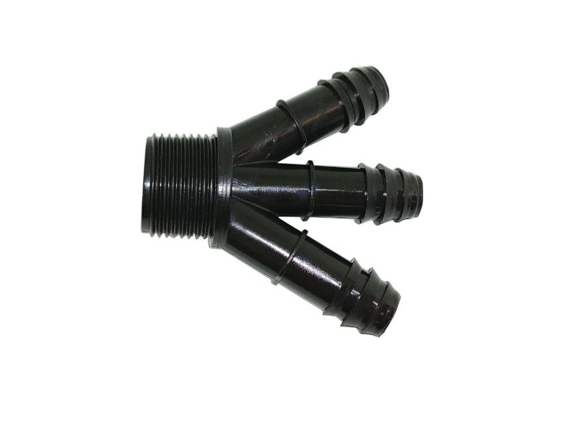 Derivación Y Tres Salidas a Rosca 16Mm X ¾. Bolsa de 2 Unidades RIEGOPRO