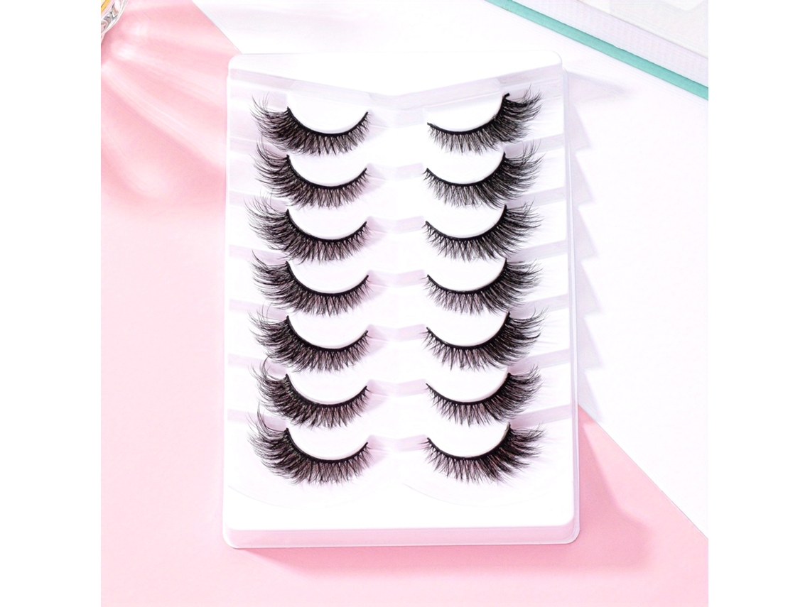7 Pares De Pestañas Postizas. Fabricadas Con Pelo Sintético Tipo Visón, Sus Puntas Largas Son Ideales Para Crear Un Look De Ojos De Gato. So