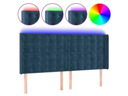 Cabecero Con Led VIDAXL Azul Terciopelo (183x16x128 cm)