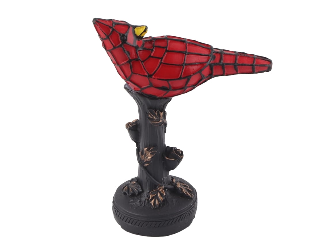 Lámpara de mesa de cristal con forma de pájaro rojo y cristal grabado