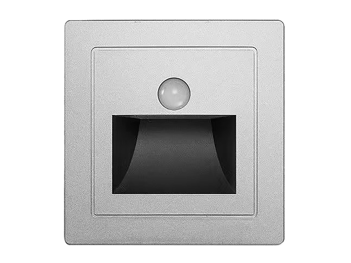 Luminaria LED solar empotrable modelo 2026 con sensor de movimiento, luz blanca cálida de 3000k para terrazas, escaleras, patios, jardines y vallas.
