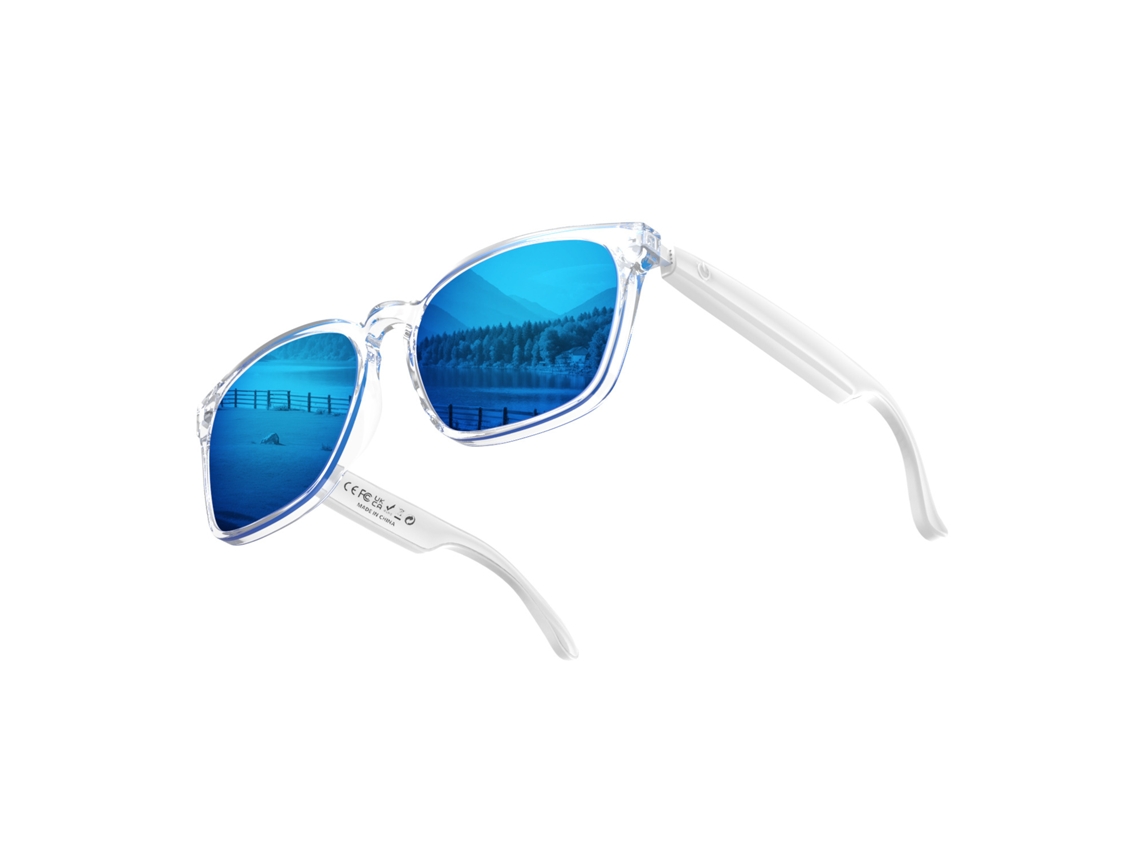 Gafas inteligentes Eifson A10 con traducción por IA, Bluetooth y función de foto y videollamadas (azul transparente)