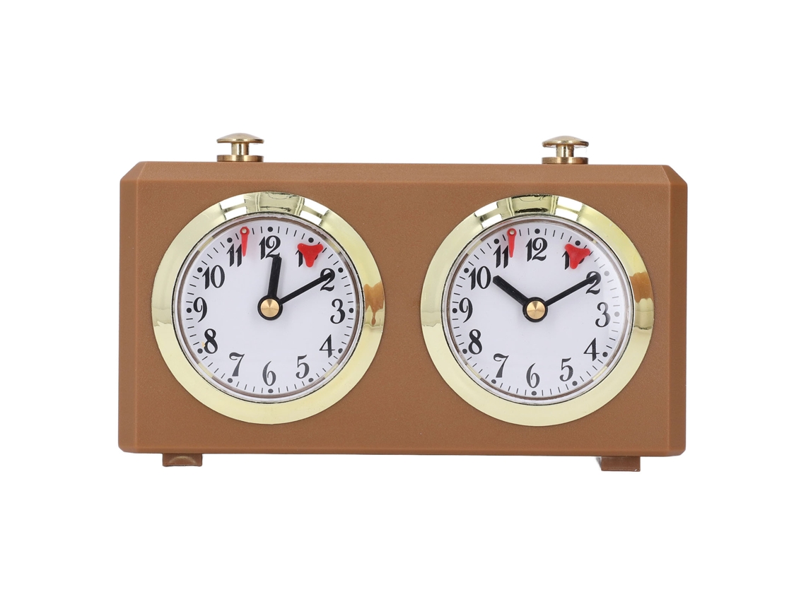 Reloj de ajedrez mecánico digital retro profesional, portátil, sin pilas, color tostado.