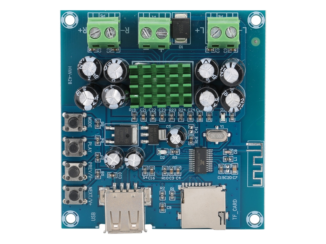 Placa amplificadora de potencia Bluetooth (compatible con USB y tarjeta TF)