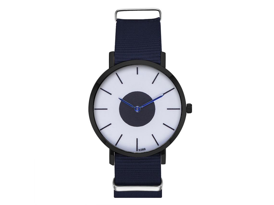 Reloj Casual Para Hombres Con Correa De Nylon Dial Redondo Cuarzo Azul Real