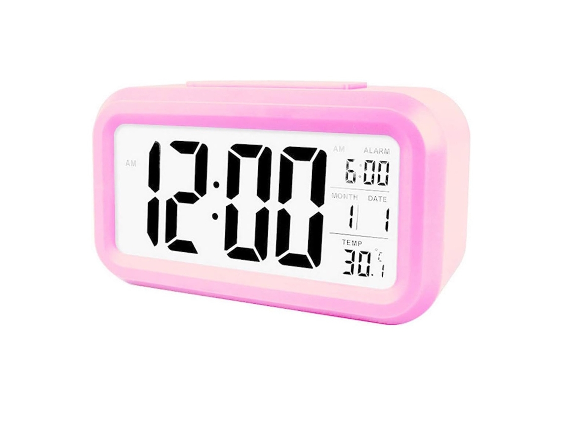 Reloj Despertador Digital Led Con Luz De Fondo, Función De Repetición, Silencio, Calendario, Para Escritorio (rosa)