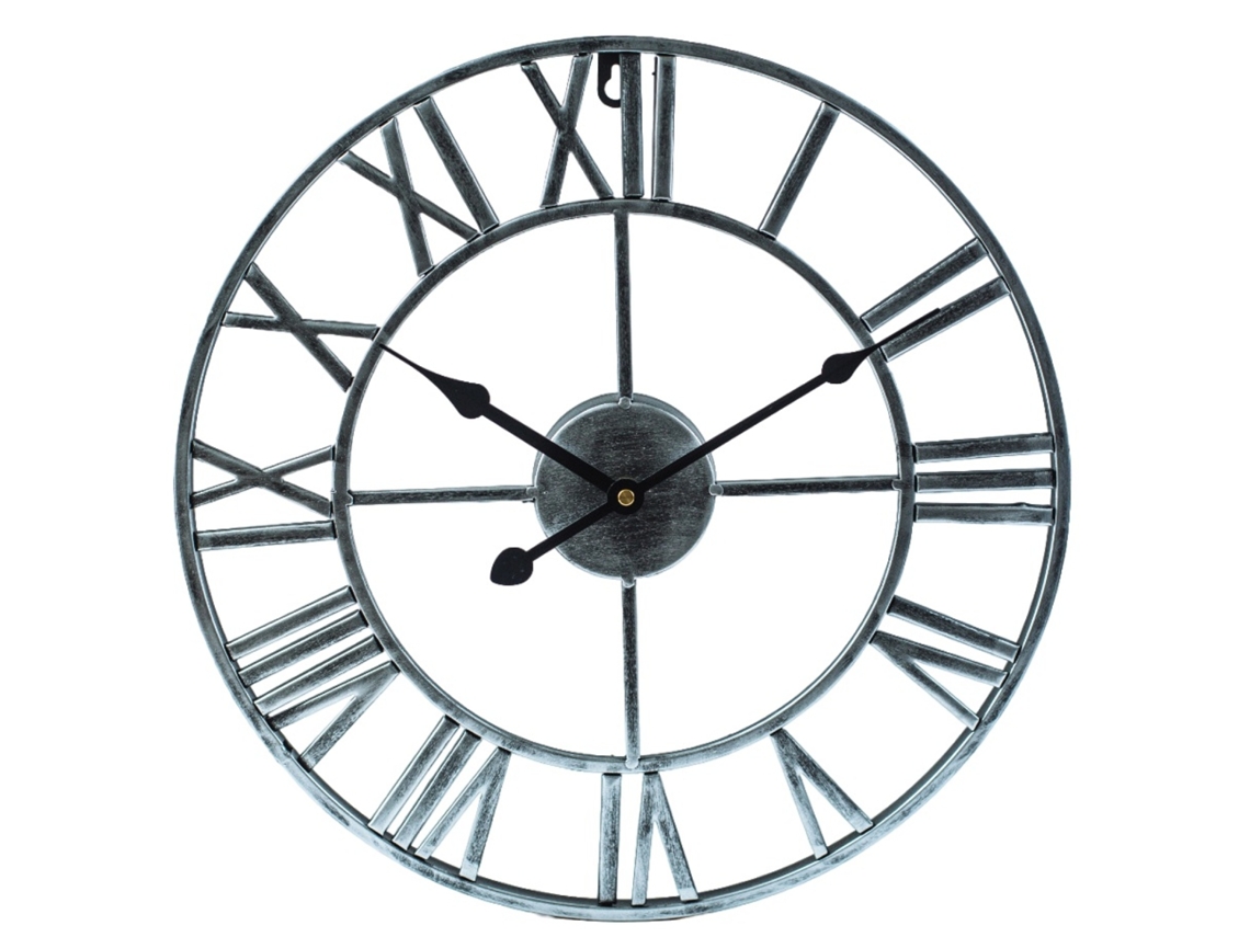 Gran Reloj De Pared De Metal, Estilo Vintage, Números Romanos, Silencioso, Para Sala, Cocina Y Dormitorio (47 Cm, Negro).