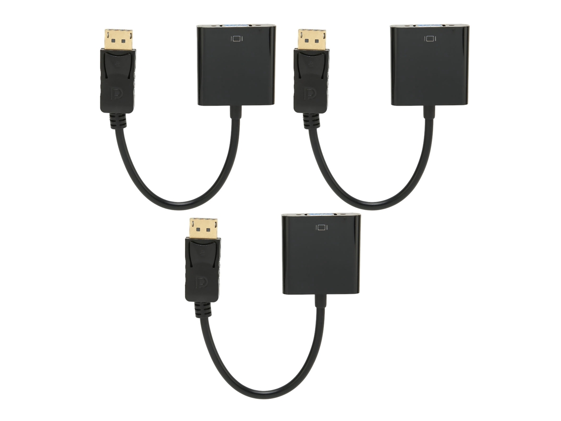 Juego De 3 Adaptadores Dp A Vga, 1920x1080 Fhd 60hz, Chapados En Oro, Diseño Compacto Para Portátiles/ordenadores De Sobremesa.