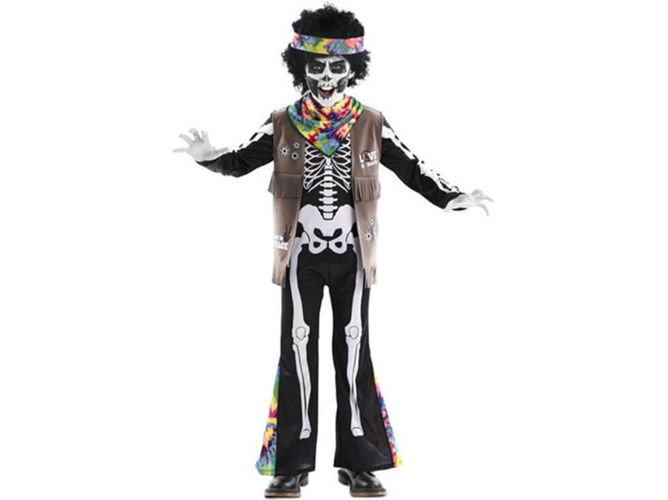 Disfraz Unisex DISFRAZZES Esqueleto Hippie (Talla: 10 a 12 años)