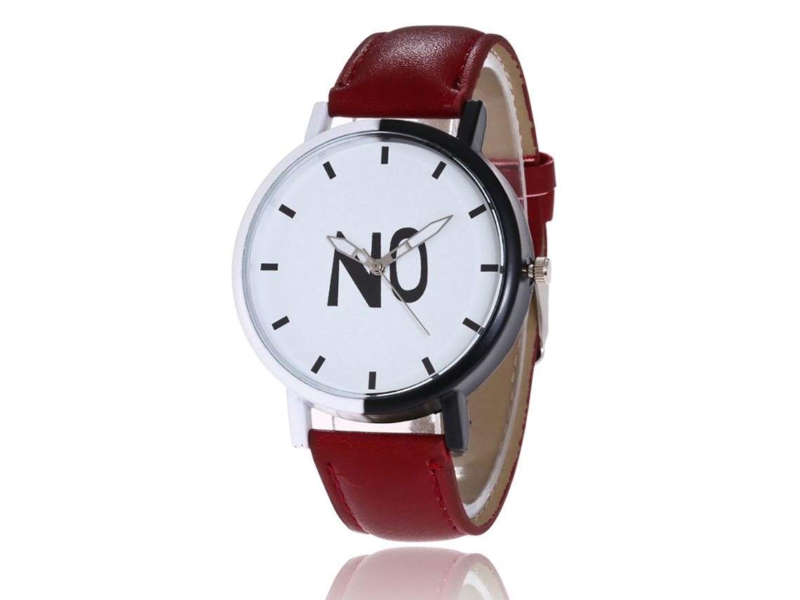 Reloj De Cuarzo Con Correa De Cuero Pu Fashion Dial Redondo Para Parejas (rojo Púrpura)