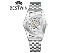 Reloj Mecánico Triangular Esqueletizado Para Hombre (blanco)