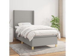 Cama Box Spring Con Colchón Tela Gris Claro 90x190 Cm