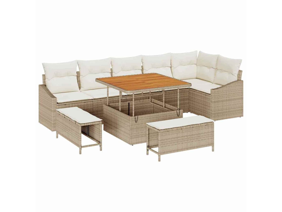 Maison Exclusive - Conjunto De Sofás De Jardín Con Cojín 9 Pcs Beige Poliratán