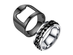 Abrelatas Giratorio De Acero Inoxidable Negro Con Anillo, Tallas 7-10, 2 Unidades.