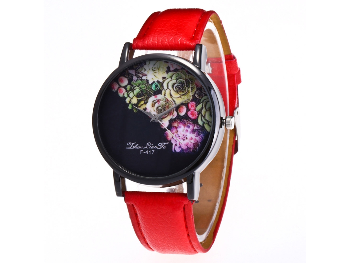 Reloj De Pulsera Casual Zhoulianfa Con Correa De Cuero Y Movimiento De Cuarzo (rojo)