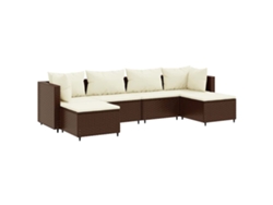 Maison Exclusive - 6 Pcs Conj. Lounge Jardim C/ Almofadões 6 Pcs Vime Pe Castanho