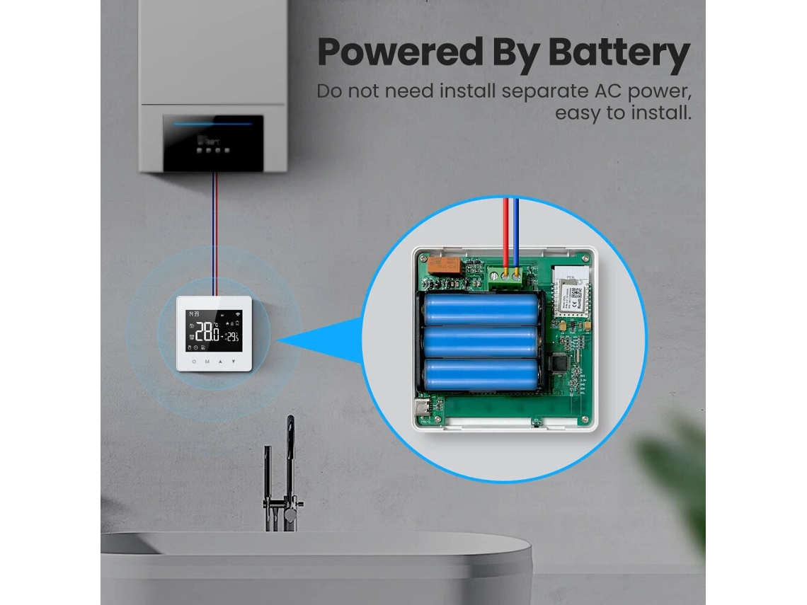 Termostato inteligente Tuya ZigBee con batería de bajo consumo, controlador de temperatura para caldera de agua a gas, compatible con Alexa y Google Home.