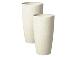Conjunto de 2 macetas BELIANI Abdera de Mezcla de piedra Beige 23x23x42