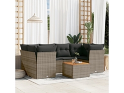 Conjunto de sofás de jardín de 7 piezas DKD Home Decor con cojines de mimbre gris