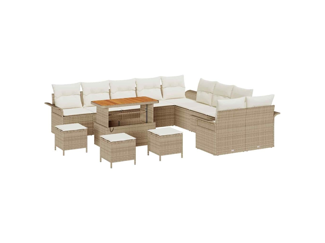 Maison Exclusive - Conjunto De Sofá De Jardín Con Cojín 14 Pcs Beige Y Crema
